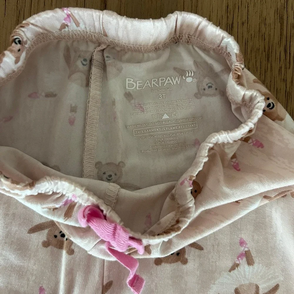 BEARPAW Girls Pink Bear Ballerina Pajamas 2-3T